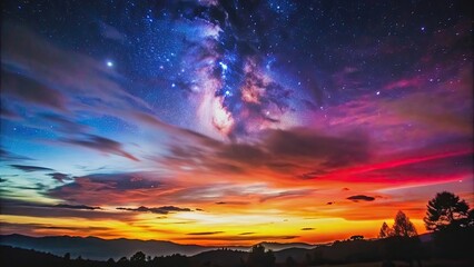 Wall Mural - majestic twilight sky with vibrant astral melody colors, twilight skies, astral, melody, vibrant, ma