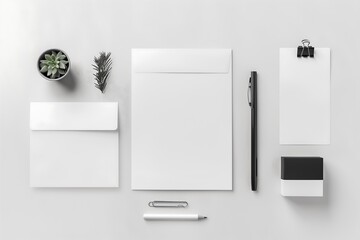 Aufkleber - Minimalist monochrome stationery set mockup