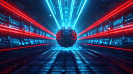 Wall Mural - a striking banner showcasing a set piece play in a futuristic soccer match, featuring an ultramodern