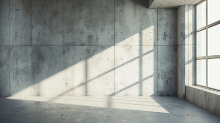 Canvas Print - Empty cement room with gray concrete walls and sunlight