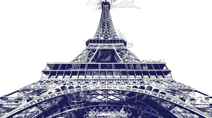 Wall Mural - A vintageinspired illustration of the Eiffel Tower against a textured background