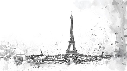 Wall Mural - A vintageinspired illustration of the Eiffel Tower against a textured background