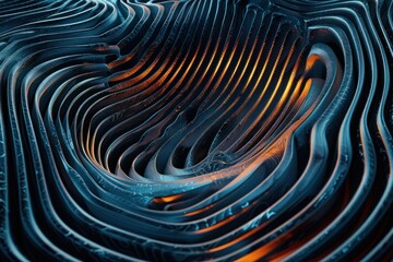 Poster - Abstract wavy background shaped of fingerprint. (3d render)