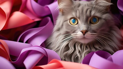 Poster - Cat Wallpaper: Abstract Art Background for Feline Lovers  