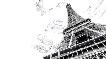 Wall Mural - A vintageinspired illustration of the Eiffel Tower against a textured background