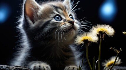 Poster - cat with flower  