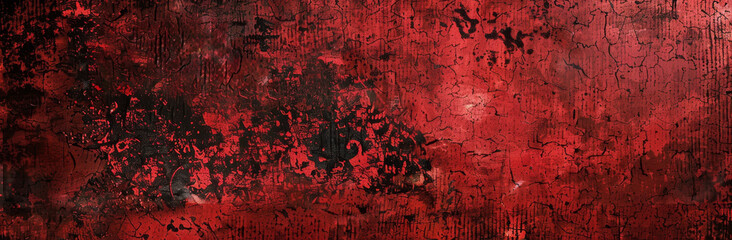 Poster - A close-up of a red and black abstract texture, symbolizing passion, energy, chaos, and mystery. The rough surface creates a sense of depth and intrigue.