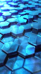 Wall Mural - abstract techno vertical background with blue hexagons patterns surface template seamless looping ov