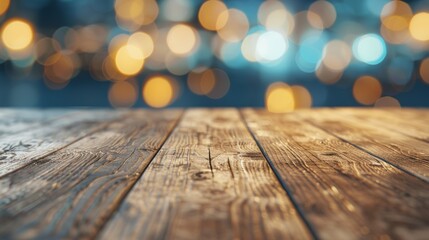 Poster - A wooden table with a blurry background