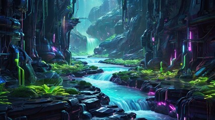 Sticker - waterfall in the forest