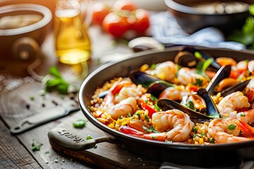 Seafood Paella with Shrimp and Mussels