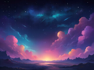 Wall Mural - abstract glow mysterious colorful gradation night sky background
