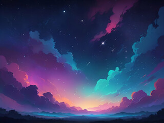 Wall Mural - abstract glowing mysterious colorful gradation night sky background