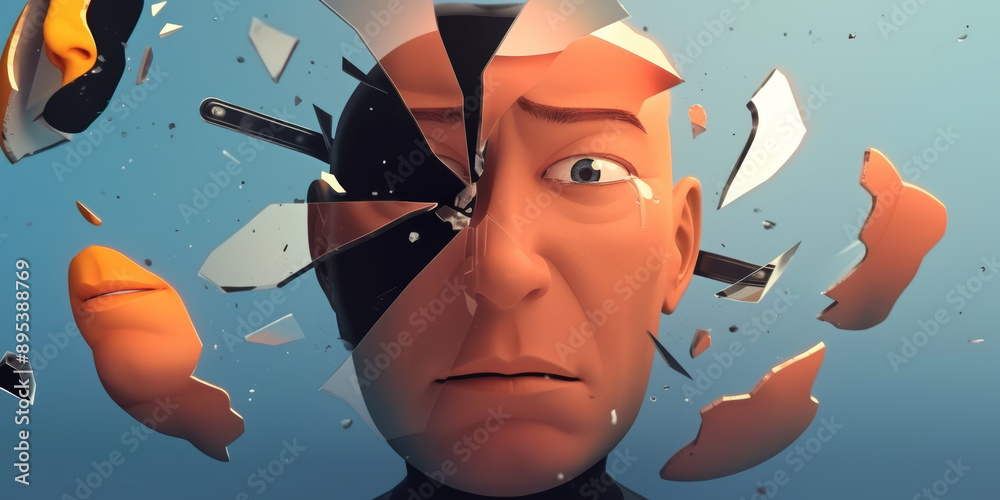 Fragmented Face Surreal Concept Art Reflecting Mental Health and ...