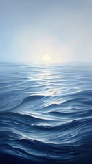 Wall Mural - The ocean is calm and the sun is setting, creating a serene