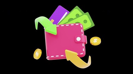 Poster - 3D Animation of Cashback in Wallet Facilitates Money Exchange | Alpha Channel