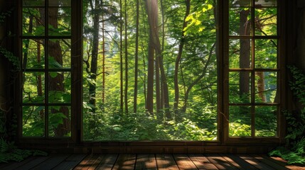 Wall Mural - Forest view through the window