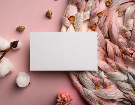 plain business card mockup on a neutral color background