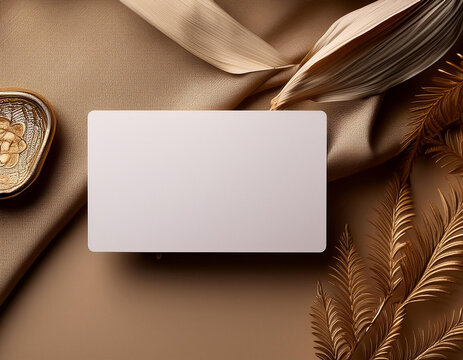 plain business card mockup on a neutral color background