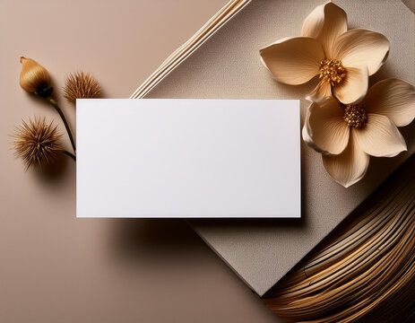 plain business card mockup on a neutral color background