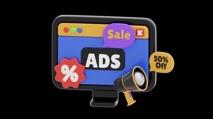 Poster - 3D Animation of Discount Promotions Attract Customers | Alpha Channel