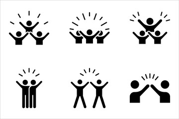 group happy people icon set, party friends, joy expression feeling, vector illustration on white bac