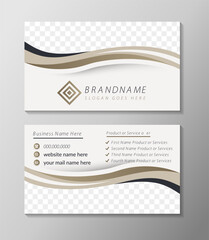 Poster - abstract smooth business card with brown wavy gradient border of photo place on soft grey background