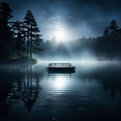 Canvas Print - fog on the lake