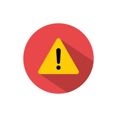 Poster - Alert warning icon with long shadow. Exclamation mark sign symbol on triangle shape