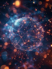 Poster - A glowing sphere with a network of lines radiating from it