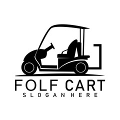 Wall Mural - golf cart logo concept black and white illustration vector art