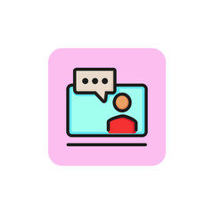 Sticker - Icon of video conference. Videocall, social network, service. Communication concept. Can be used for topics like technology, application, technical support