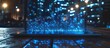 © Henry - Abstract digital blue light matrix in cityscape