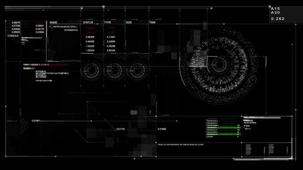 Wall Mural - motion graphic of sonar radar screen searching an object with futuristic head up display ( hud ui ) 
