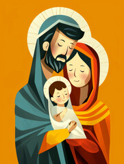 Wall Mural -  representation of the Holy Family . AI generative.