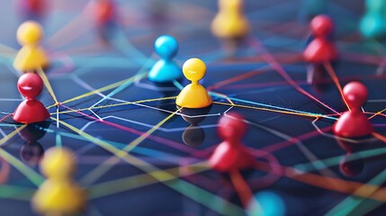 Fototapete - Human Connection Network for Global Communication Interconnection Relations Technology Business Concept.