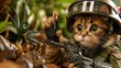 © Everlyn Stock HD - 3D Ragdoll Cat Soldier In Camouflage Uniform Holding Rifle