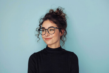 Canvas Print - Young beautiful woman in eye glasses