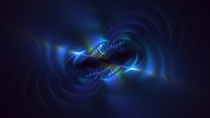Poster - 3d manual rendering abstract blue fractal light background. its not ai generatd illustration.