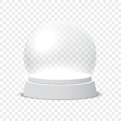 Empty clear snow globe on transparent background, ideal for custom designs. Vector illustration