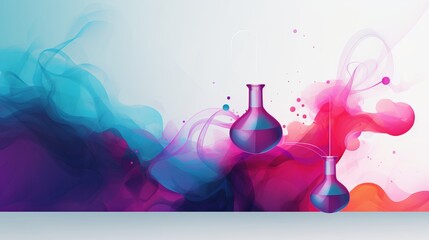 Wall Mural - Dynamic abstract science background with molecular structures and geometric shapes, blue and white theme illustrating modern scientific concepts and innovations.