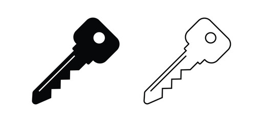 Poster - simple key icon. metal key symbol. transparent png and vector illustration.