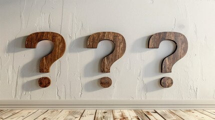 Sticker - Three Wooden Question Marks on a Wall