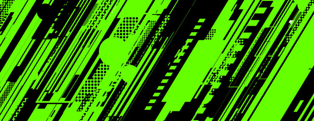 Poster - abstract green racing background with checkboard and lines