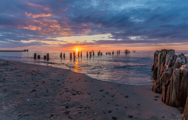 Wall Mural - sunset over the baltic coast in poland