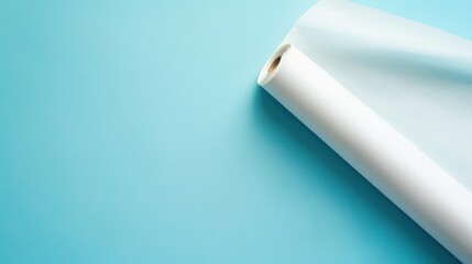 Sticker - White Roll of Paper on Blue Background