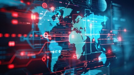 Cyber attack map showing global hacking activities, Cyber Attack, worldwide digital warfare and threats