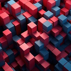 Wall Mural - abstract red cubes