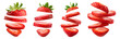 © PNGSTOCK - Flying strawberry slices isolated transparent background, PNG set