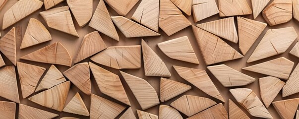 Abstract background of wooden triangles.